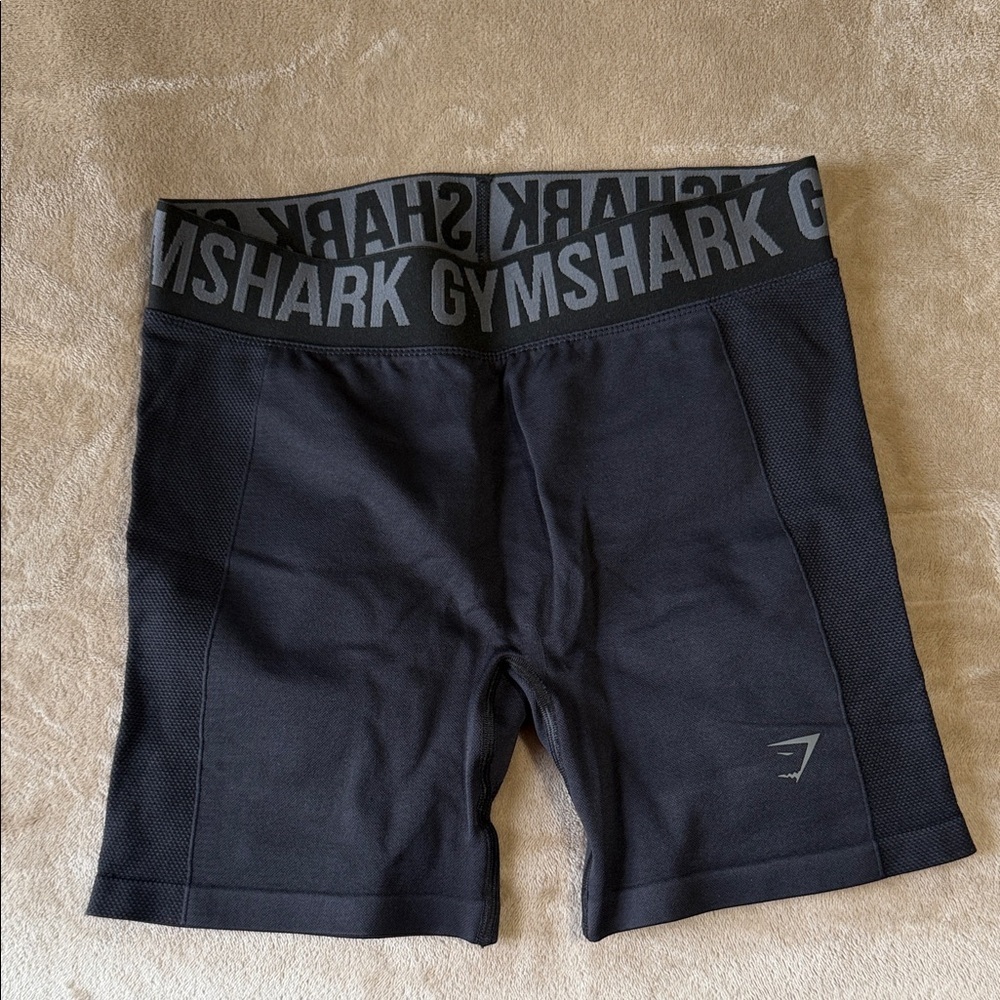 Gymshark Black High-Rise Athletic Shorts with Logo Waistband